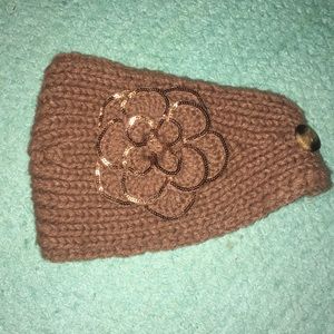 Knit flower golden hair wrap